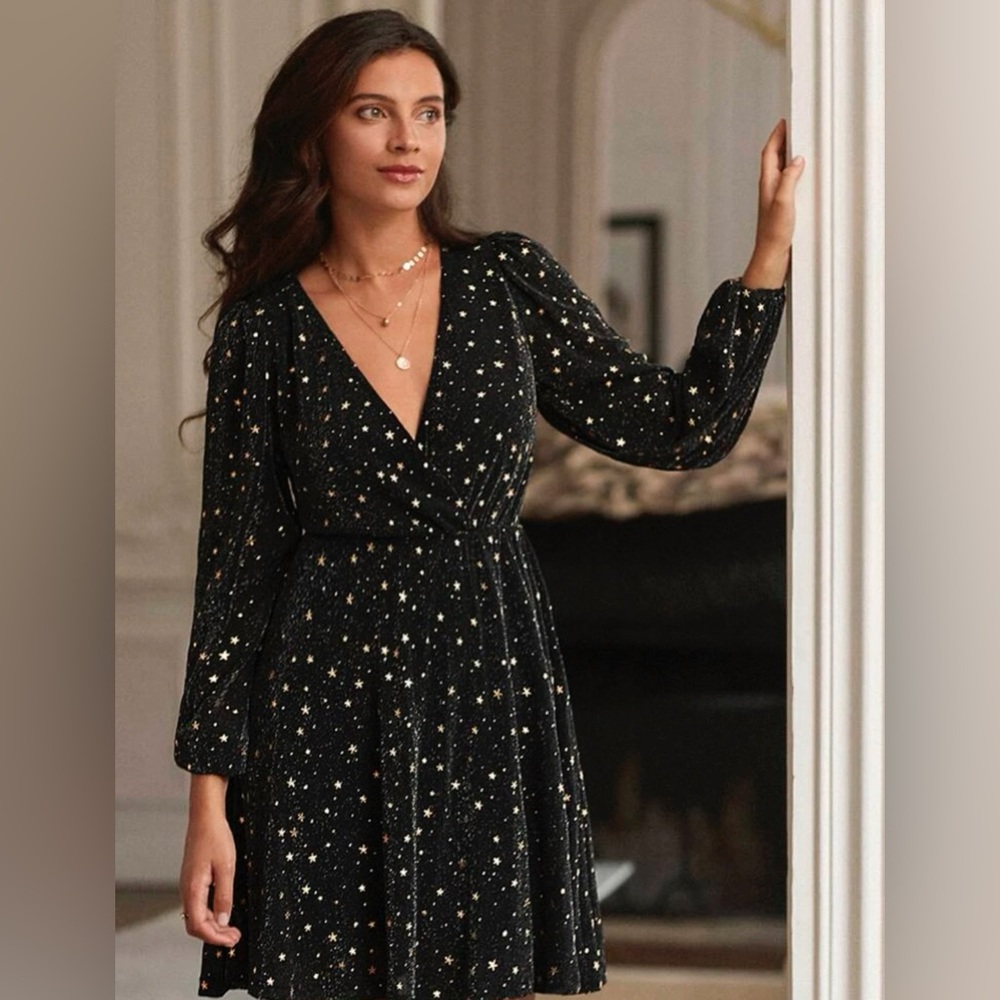 Galaxy Print Surplice Dress